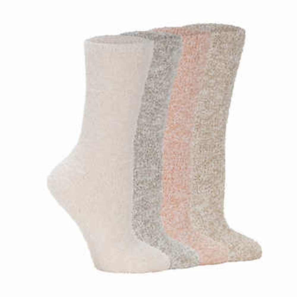 LEMON Women's Cozy Soft Casual Crew Fuzzy Socks 4 Pairs